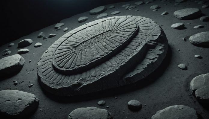 Empreinte fossile d'un organisme édiacarien dans la roche, découverte paléontologique au Canada