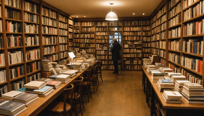 Table de librairie garnie de nouveaux romans pour la rentrée littéraire