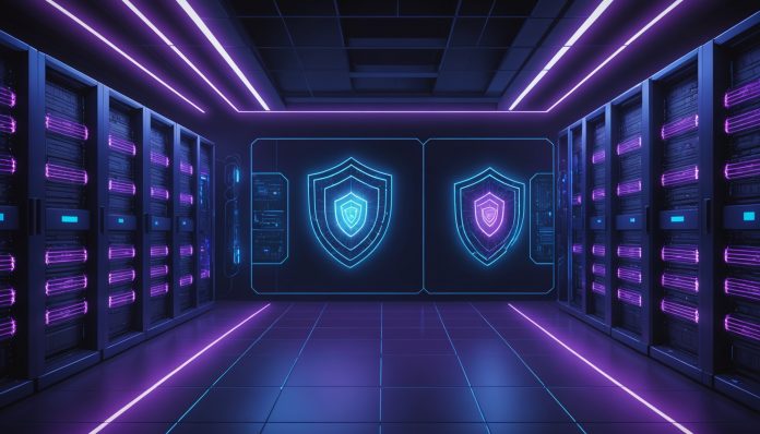 Illustration d'un bouclier numérique protégeant une connexion VPN, cybersécurité