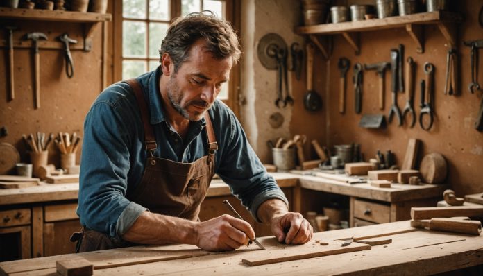 Artisan concentré sur son établi, illustration du moral des artisans en France