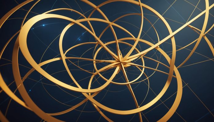Illustration abstraite de géométrie mathématique évoquant la médaille Fields
