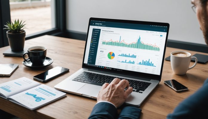 Personne consultant des graphiques d'investissement crypto sur un ordinateur portable