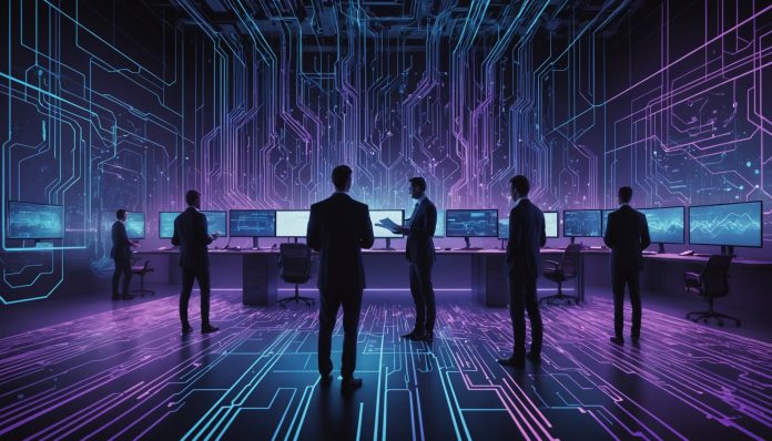 Illustration abstraite des investissements technologiques dans l'intelligence artificielle