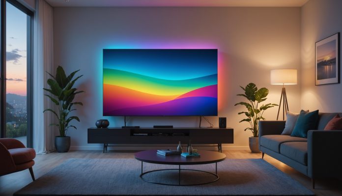 Téléviseur affichant des couleurs vives grâce à la technologie RGB Mini-LED